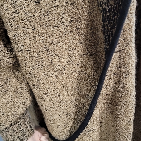 Vintage SIDE EFFECTS Light Brown Oversized Mid Length Nubby Knit Cardigan M/L - Picture 7 of 8